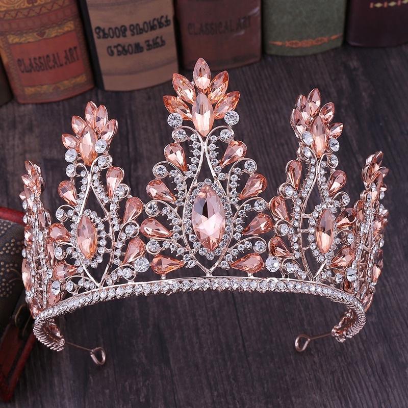Vương miện cô dâu đá đỏ cao 9,5 cm hoạ tiết đẹp Giangpkc VM122400