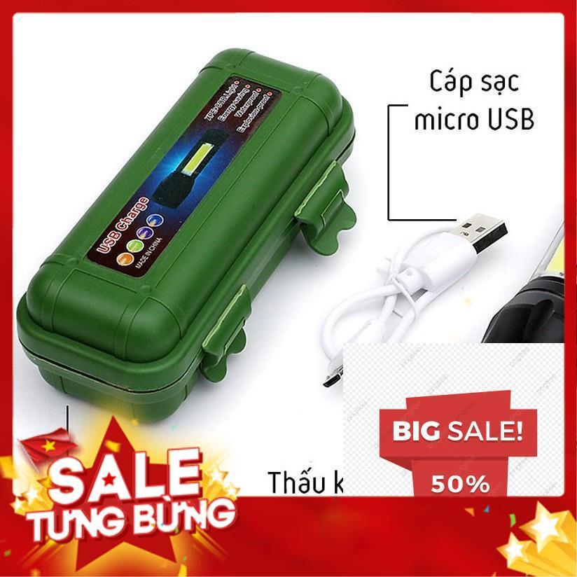 Đèn pin siêu sáng mini bin sạc điện usb bóng led xpe cob có zoom chống nước cầm tay chuyên dụng