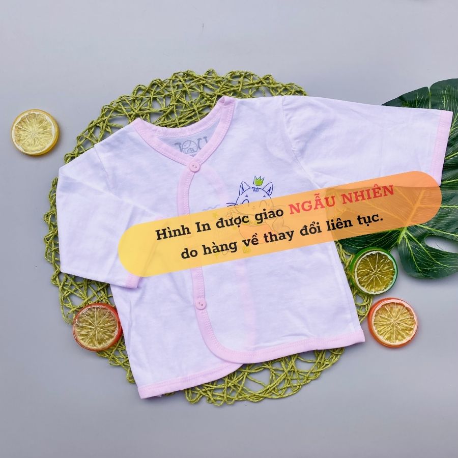 (J03TD) ÁO CÀI XÉO TRẮNG TAY DÀI JOU CHO BÉ (3-11kg) - VIỀN XANH DƯƠNG