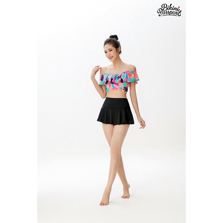 Bộ đồ bơi NỮ BIKINI PASSPORT kiểu Hai mảnh váy, vai áo bèo - Hồng - BS299_PK