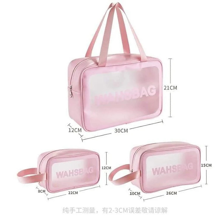 Sét 3 túi đựng mỹ phẩm trong suốt mẫu mới, sét 3 túi mỹ phẩm washbag - Hàng chính hãng
