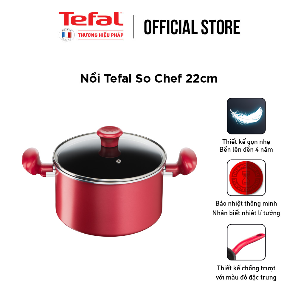 Nồi chống dính đáy từ Tefal So Chef 22cm, dùng cho mọi loại bếp- Hàng chính hãng