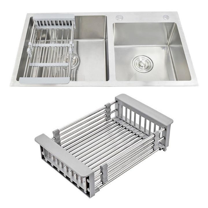 Khay Inox 304 Cao Cấp Đựng Đồ Đa Năng Hình Chữ Nhật Gác Bồn Rửa Bát Tiện Dụng - Loại Tốt
