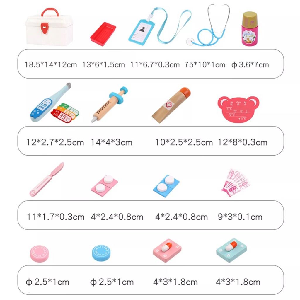 Bộ Đồ Chơi Bác Sỹ Gỗ Đóng Vai Bác Sĩ Nha Khoa Cho Bé 20 Chi Tiết Đẹp, Giống Như Thật - Đồ Chơi Gỗ Cho Bé Trai, Bé Gái.