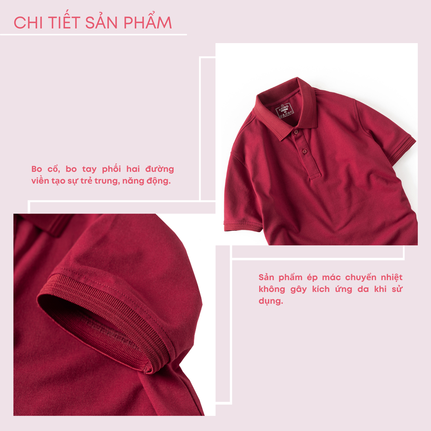 Áo polo nữ màu đỏ đô phối viền chìm ADINO vải cotton polyester mềm dáng slimfit công sở hơi ôm trẻ trung APN03