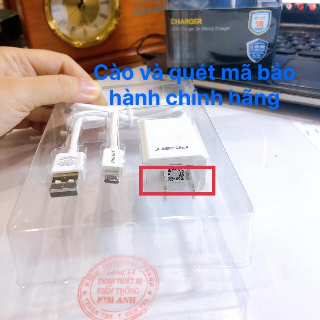 Bộ sạc nhanh PISEN USB Charger 2A ( Micro)- TS-C122, kèm cáp sạc điện thoại Micro (Micro) Trắng, Hàng chính hãng