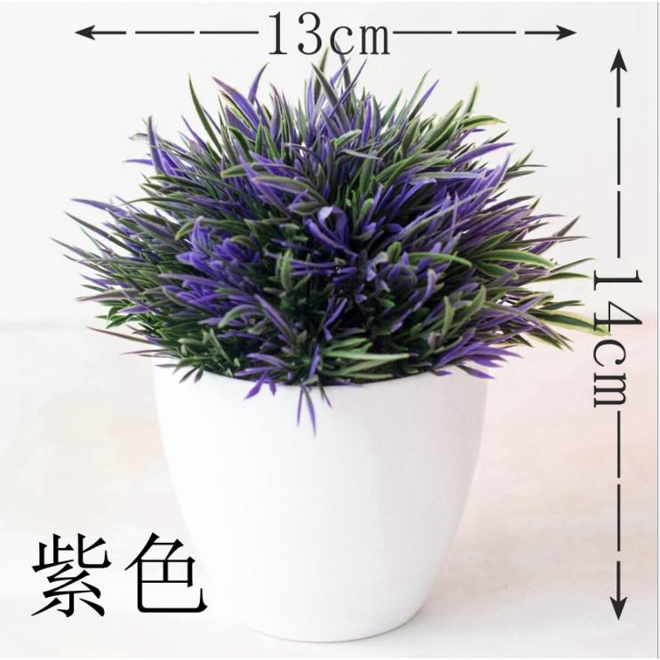 Chậu lá cỏ bonsai giả để bàn nhiều màu -Chậu hoa để bàn-Hoa giả trang trí nhà hàng cafe