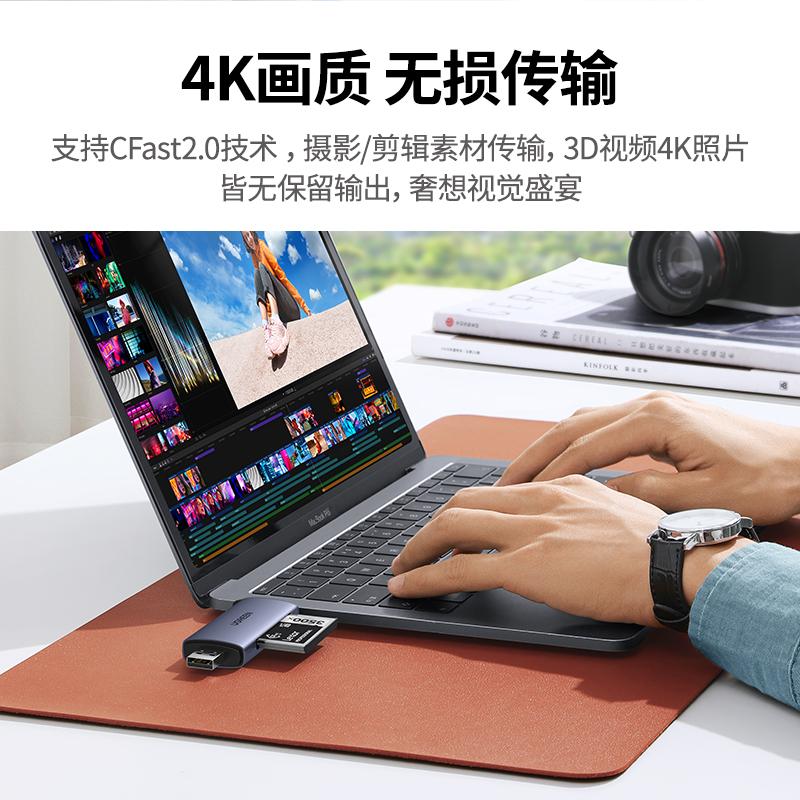 Ugreen UG50906CM517TK Màu Xám Đầu đọc thẻ nhớ 2in1 USB-C 3.1 + USB 3.0 sang SD TF Cfast 2.0 - HÀNG CHÍNH HÃNG