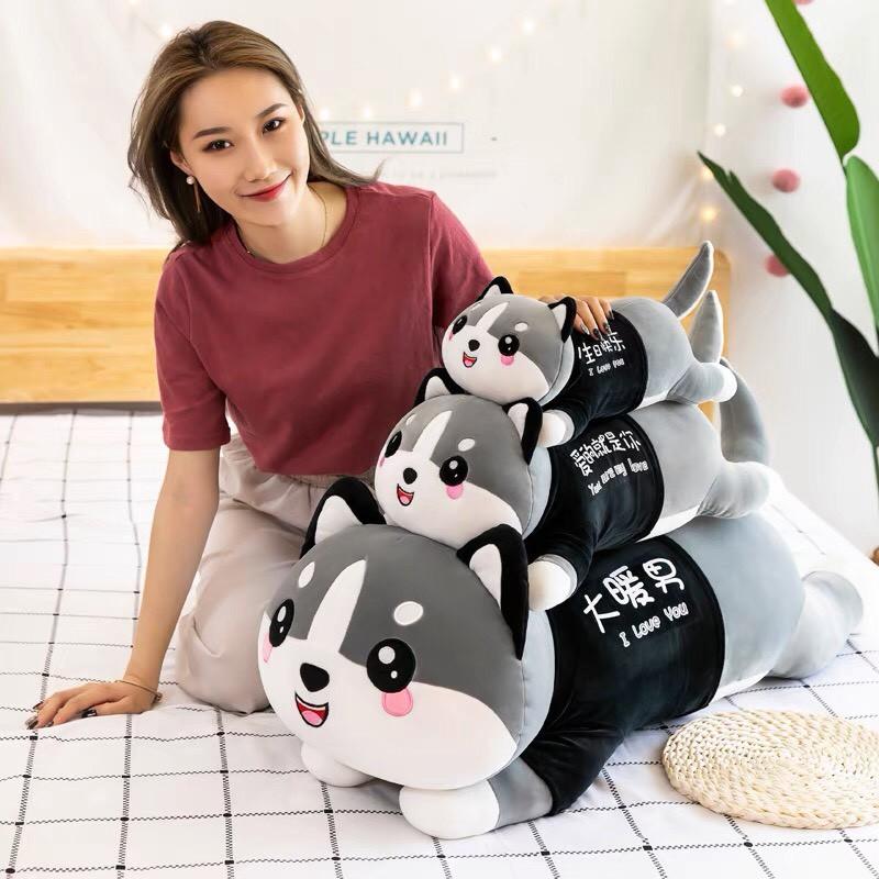 Gấu bông Husky ôm ngủ mèo cute đáng yêu cho bé size 120cm