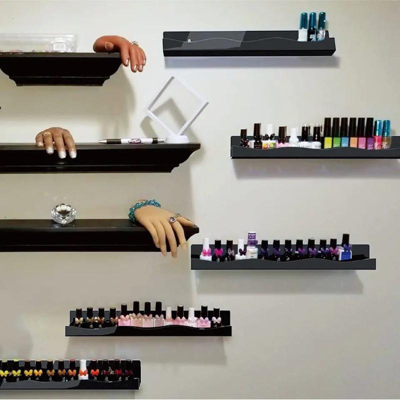 Kệ trưng bày Nail, nước sơn, son, treo tường, dày 3mm, kèm miếng dán ốc vít, nhiều màu sắc - 2 Tầng