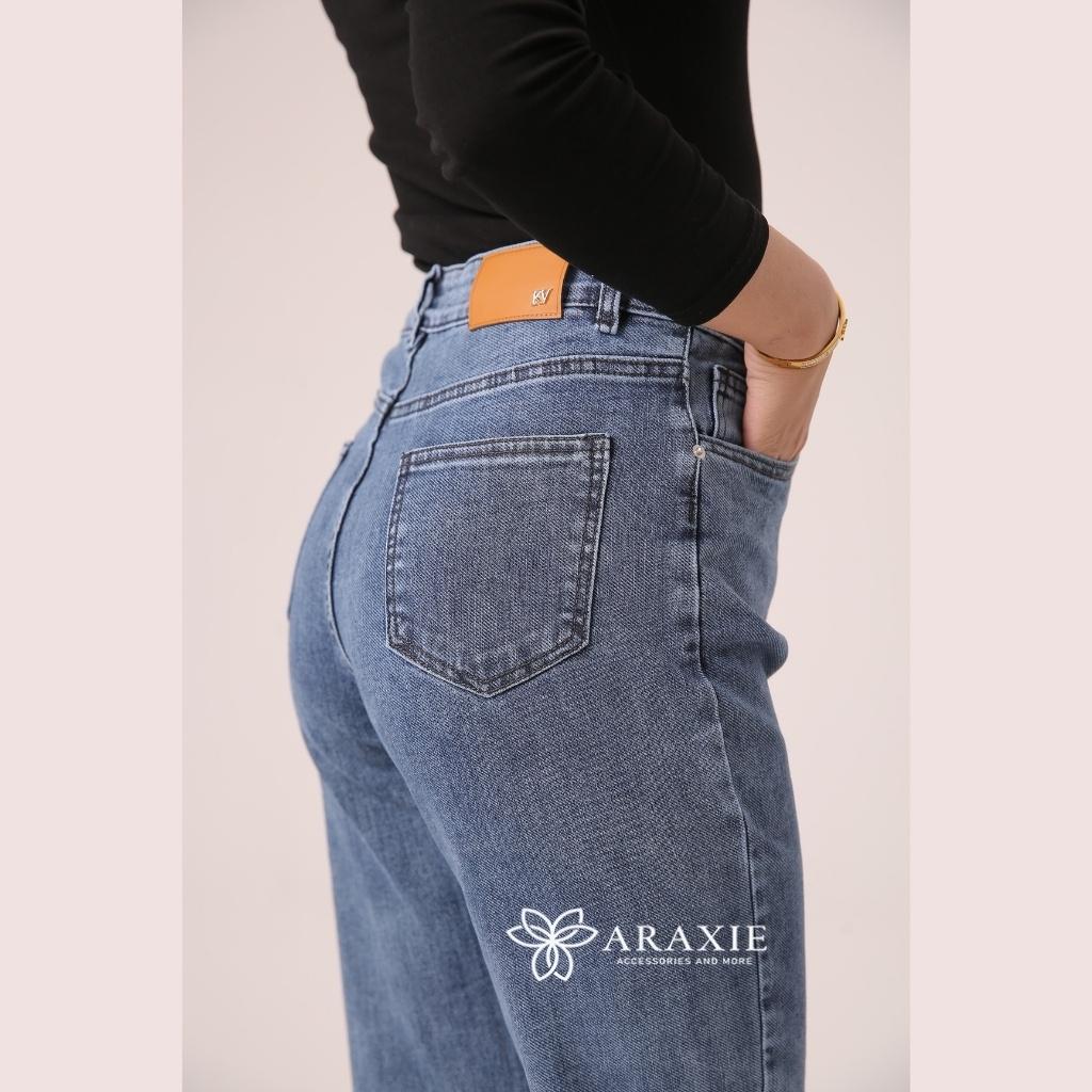 Quần jeans baggy nữ màu xanh nhạt co giãn 4 chiều JABG02