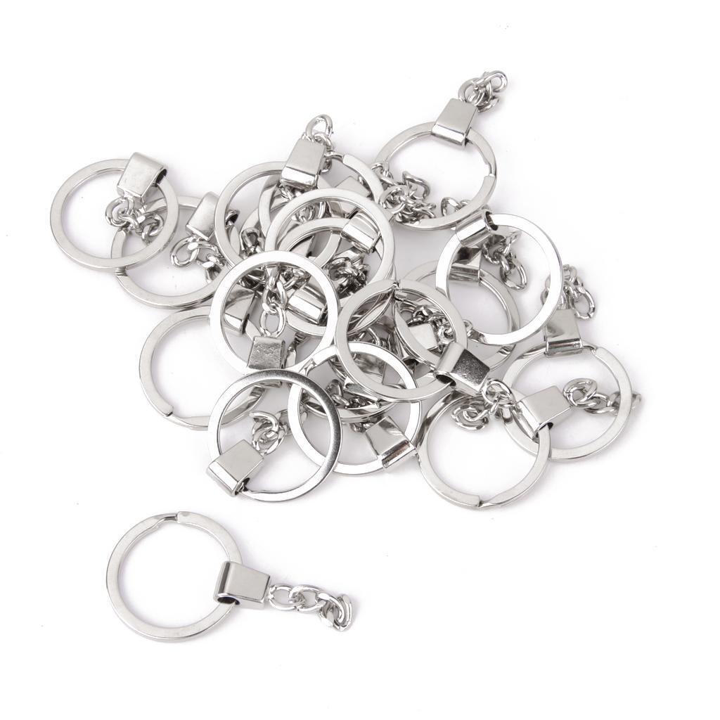 100Pcs Blank Key Rings DIY Keychain Key Holder Split Rings with Chain Silver