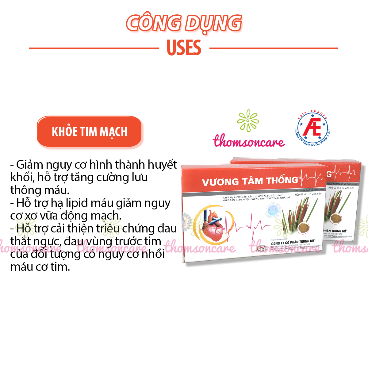 Vương Tâm Thống - Có tem tích điểm chính hãng - Ngăn ngừa nhồi máu cơ tim, giảm đau thắt ngực