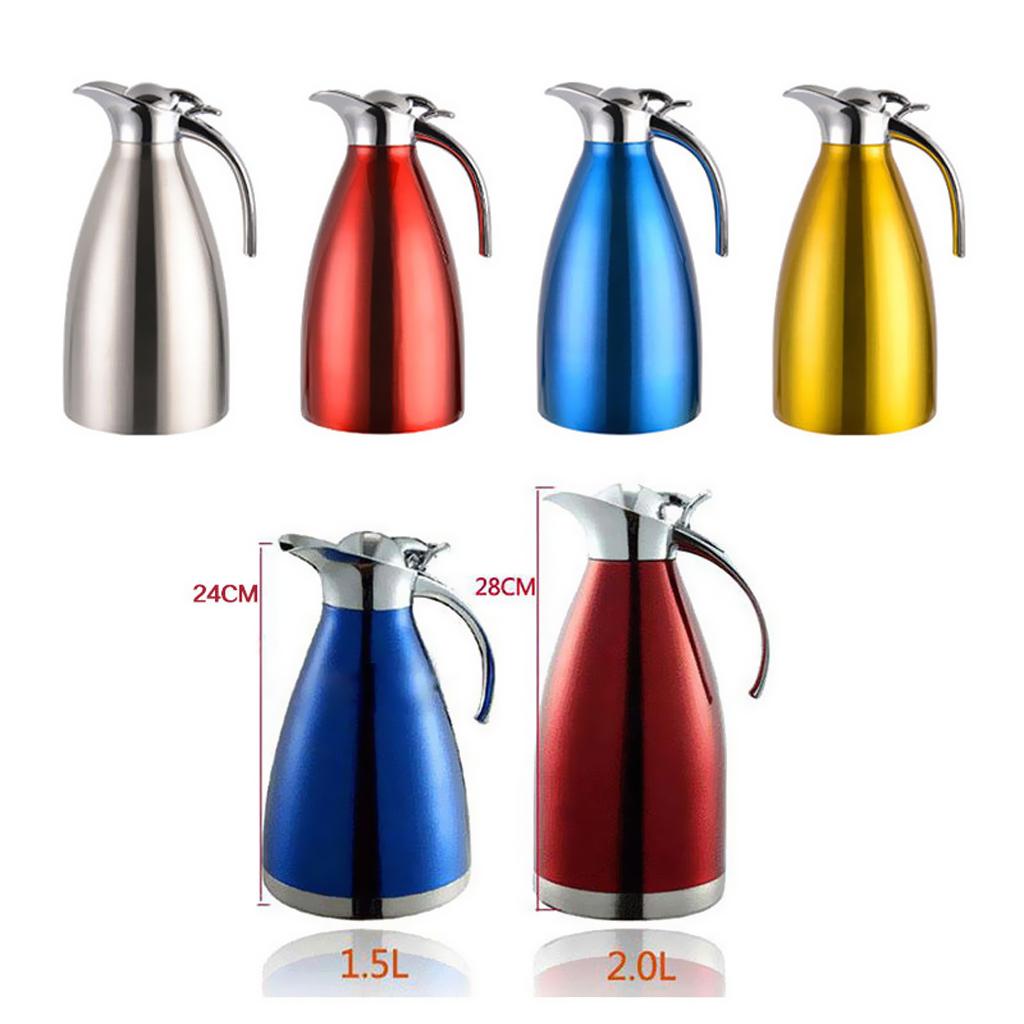 Cold Thermal Carafe Bottle 1.5L Flask Pot For Coffee Tea Water Silver