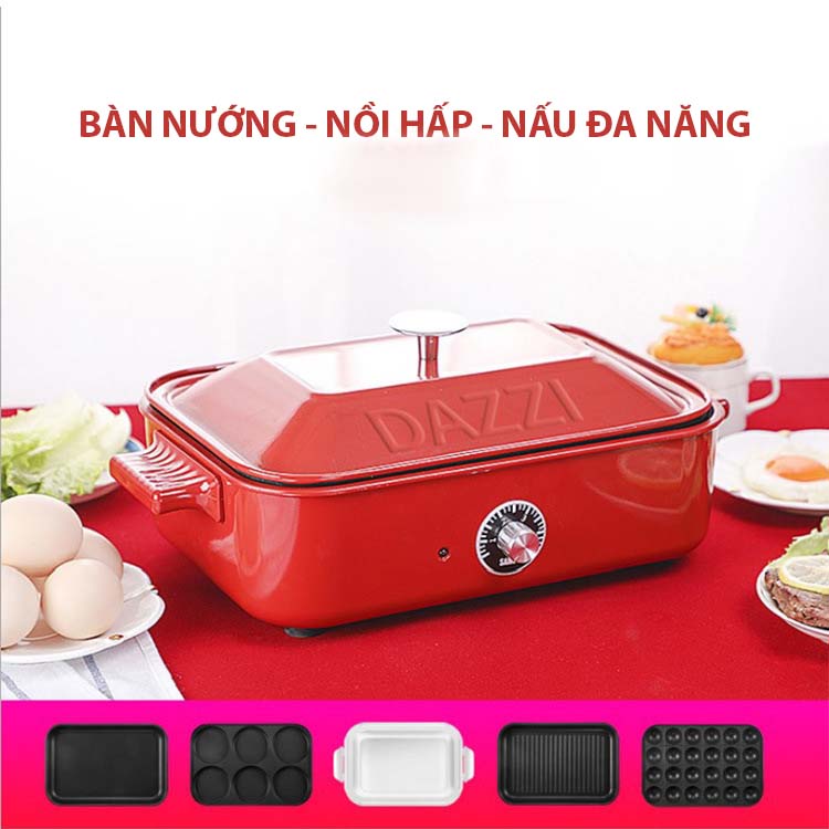 Bàn Nấu Lẩu Đa Năng DAZZI - Full Set Kèm 5 Khay Nướng - Hàng Chính Hãng