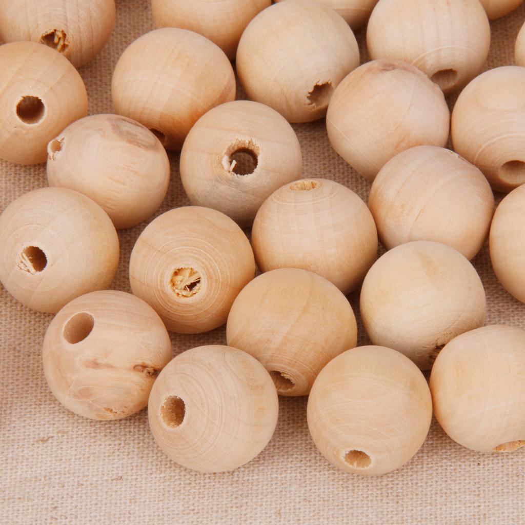 50x 6mm + 50x 10mm Wood Wooden Rustic Beads for Crafts DIY Home Holiday