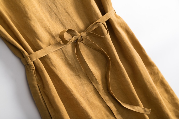 Đầm linen công sở dáng suông, kèm dây thắt eo, phong cách trẻ trung CS84