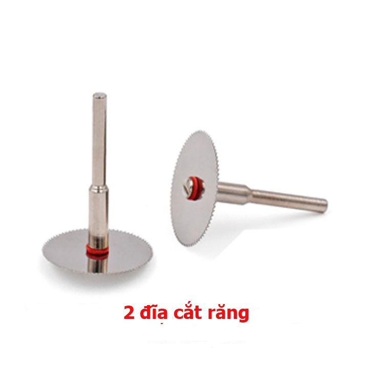 (20 mũi mài cán 3mm + 2 dĩa cắt răng mini) mũi mài khắc dũa làm tinh cho đá ngọc sứ