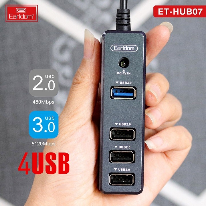 Bộ chia USB 1 ra 1 cổng 3.0 và 3 cổng 2.0 Earldom Hub-07 (Hub USB Earldom) - Hàng Chính Hãng