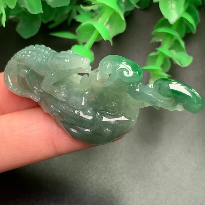 Ngạc ngư như ý phong thủy ngọc cẩm thạch/Ngọc phỉ thúy tự nhiên cao cấp