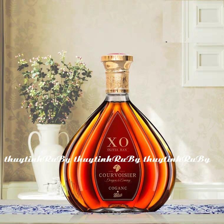 Combo 2 Chai Ruou Thủy Tinh XO Quạt Nắp Vàng 500ML Cao Cấp, Vỏ Chai XO Ruou Kiểu