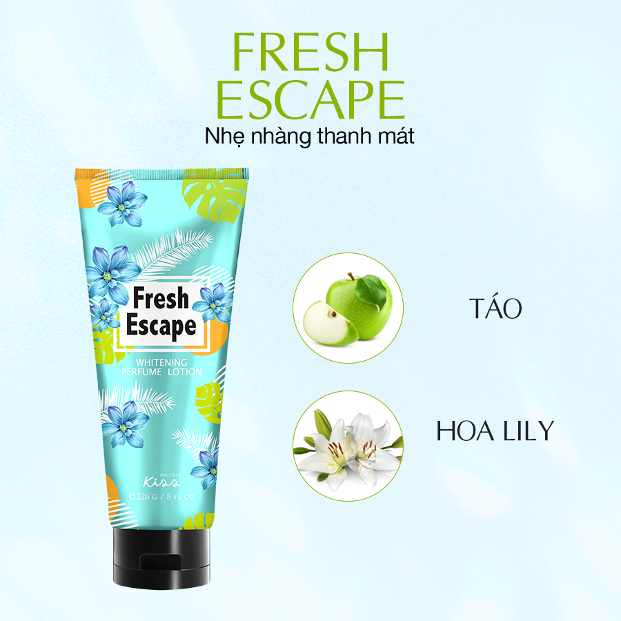 Malissa Kiss Dưỡng thể nước hoa Fresh Escape 226g