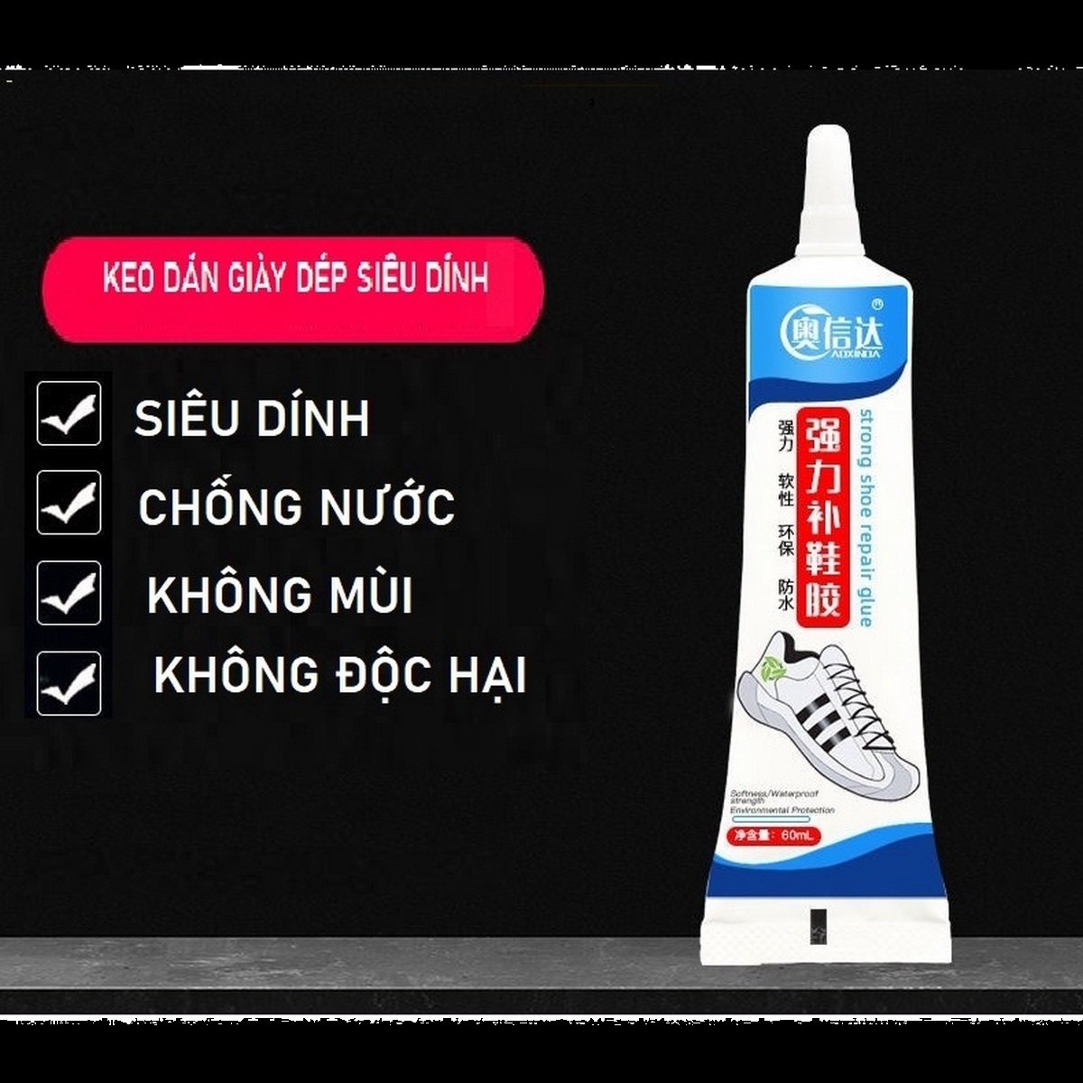 Keo Dán Giày Dép, Túi Xách Đa Năng Siêu Dính Strong Shoe Repair 60Ml