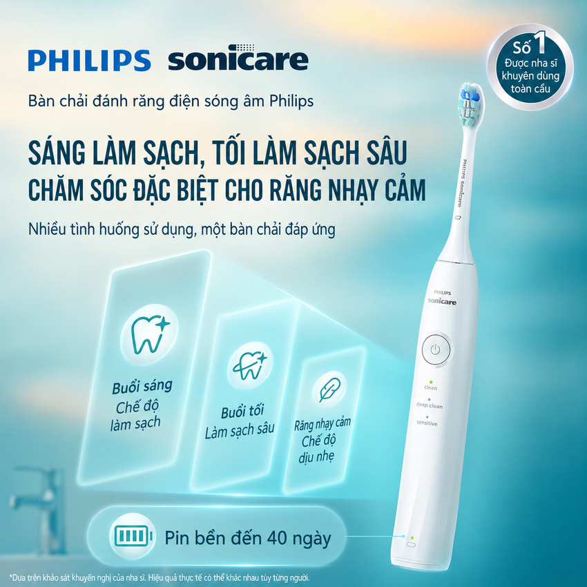 Bàn chải đánh răng điện thương hiệu Hà Lan cao cấp Philips DiamondClean Series 1 HX5070 - Hàng nhập khẩu