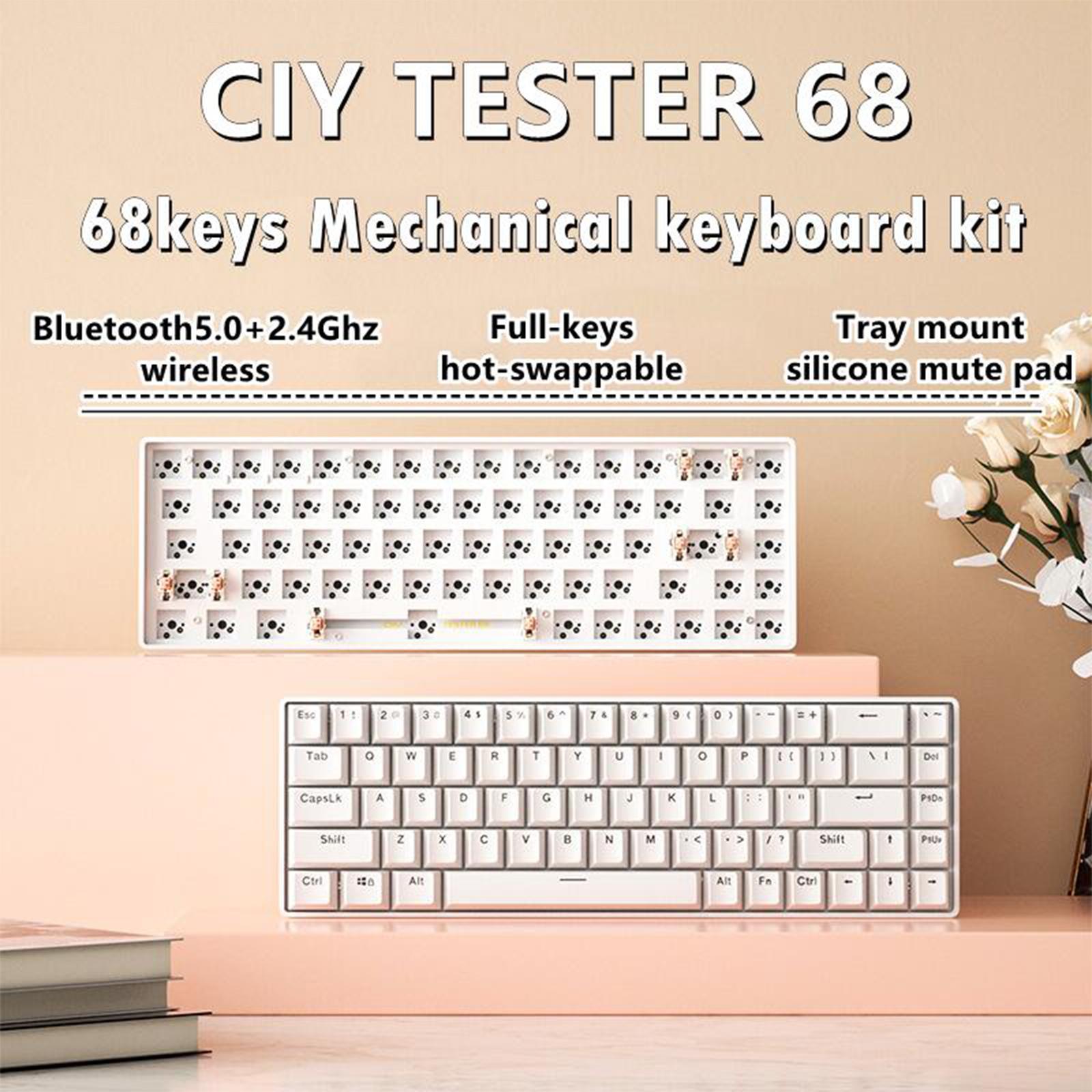 68Keys Tester68 Mechanical Keyboard Kits ,Two Modes 2.4G/Bluetooth 5.0 ,Silicone