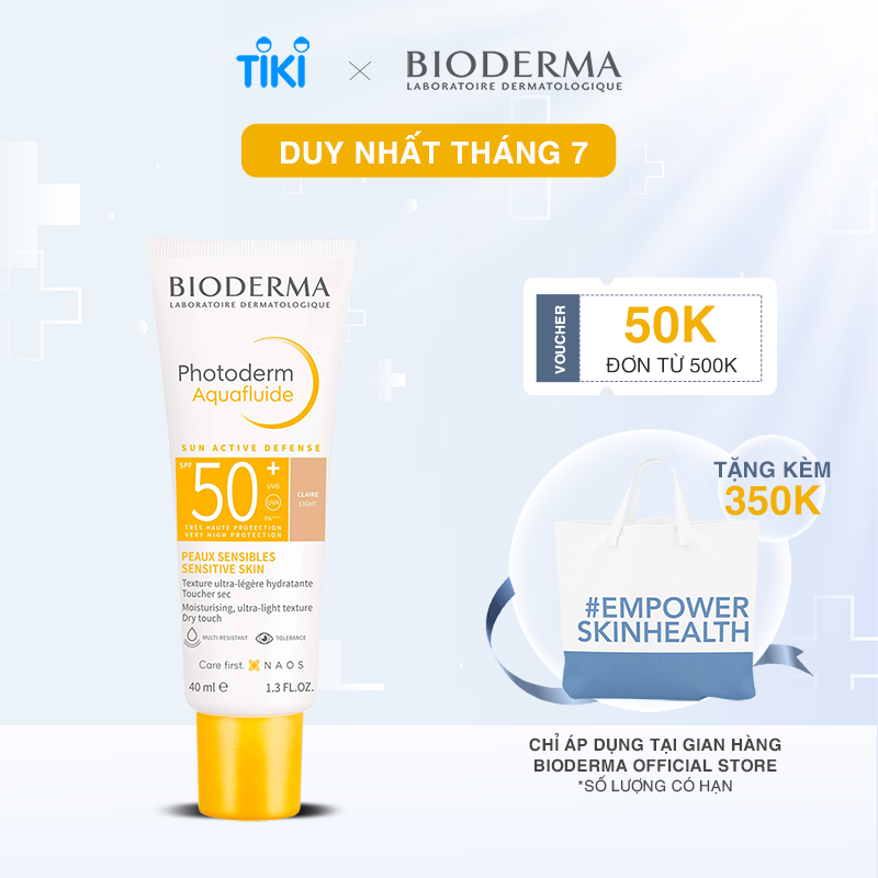 Kem chống nắng giảm bóng nhờn cho mọi loại da Bioderma Photoderm Aquafluide SPF50+ Claire 40ml [Màu da Tự nhiên]