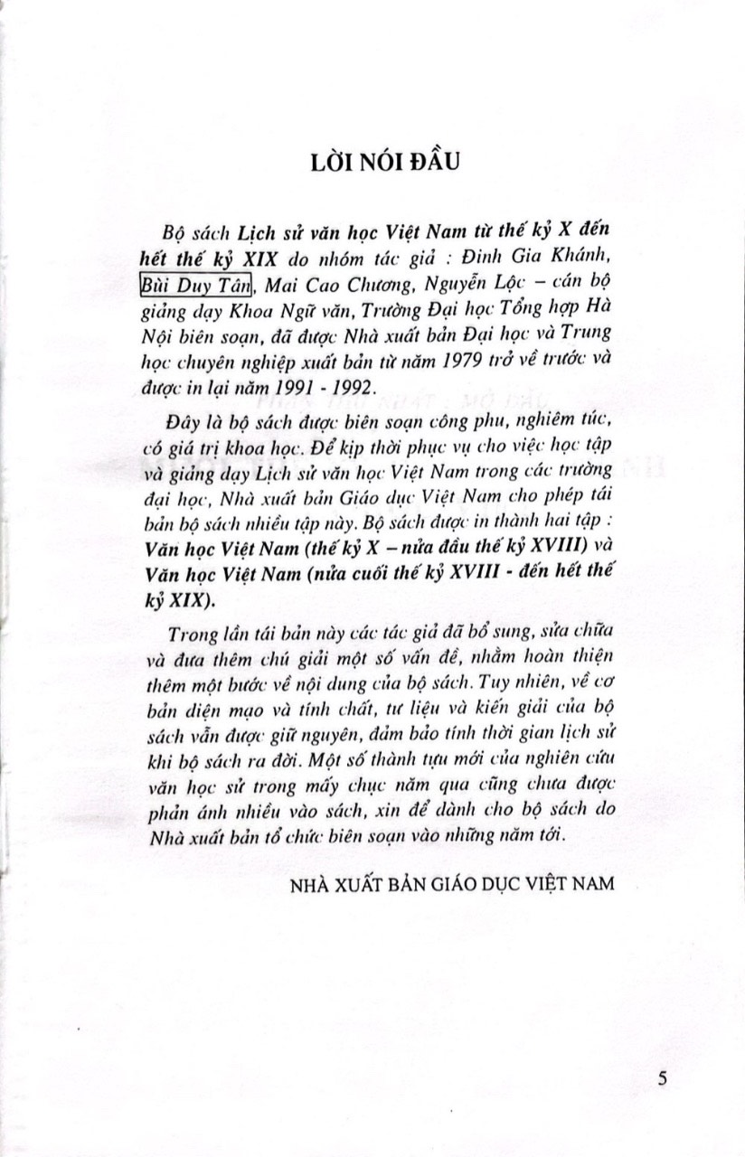 Văn Học Việt Nam - Thế Kỹ X- Nửa Đầu Thế Kỷ XVIII