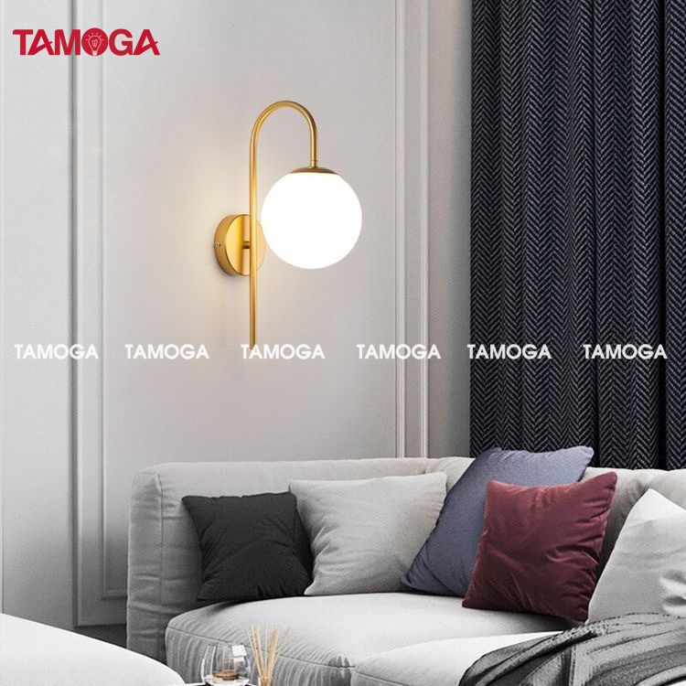 Đèn gắn tường phòng ngủ hình quả cầu tròn TAMOGA 1254 + Tặng kèm bóng LED AS vàng