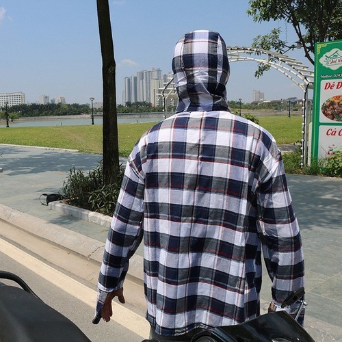 Áo khoác chống nắng 2 lớp kẻ caro nam