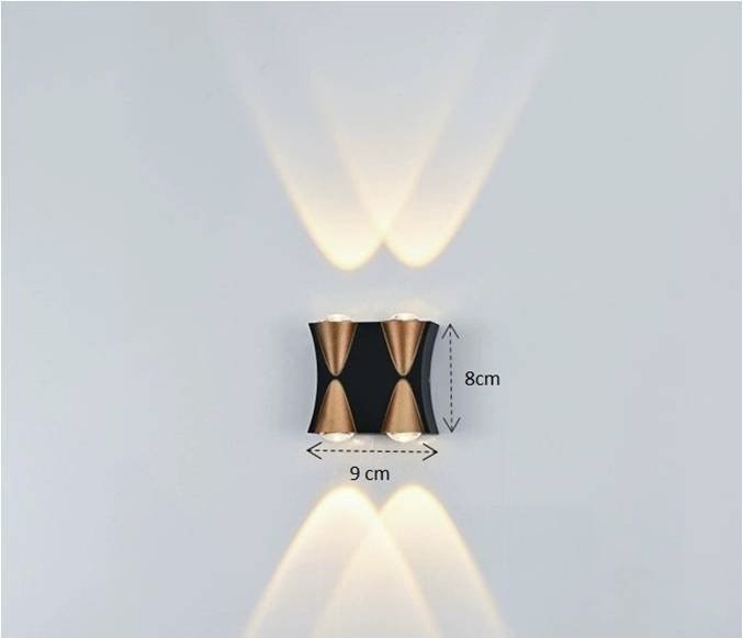 Đèn LED gắn tường hắt tường trang trí ngoài trời Decor Hợp Kim Tĩnh Điện Chống Nước
