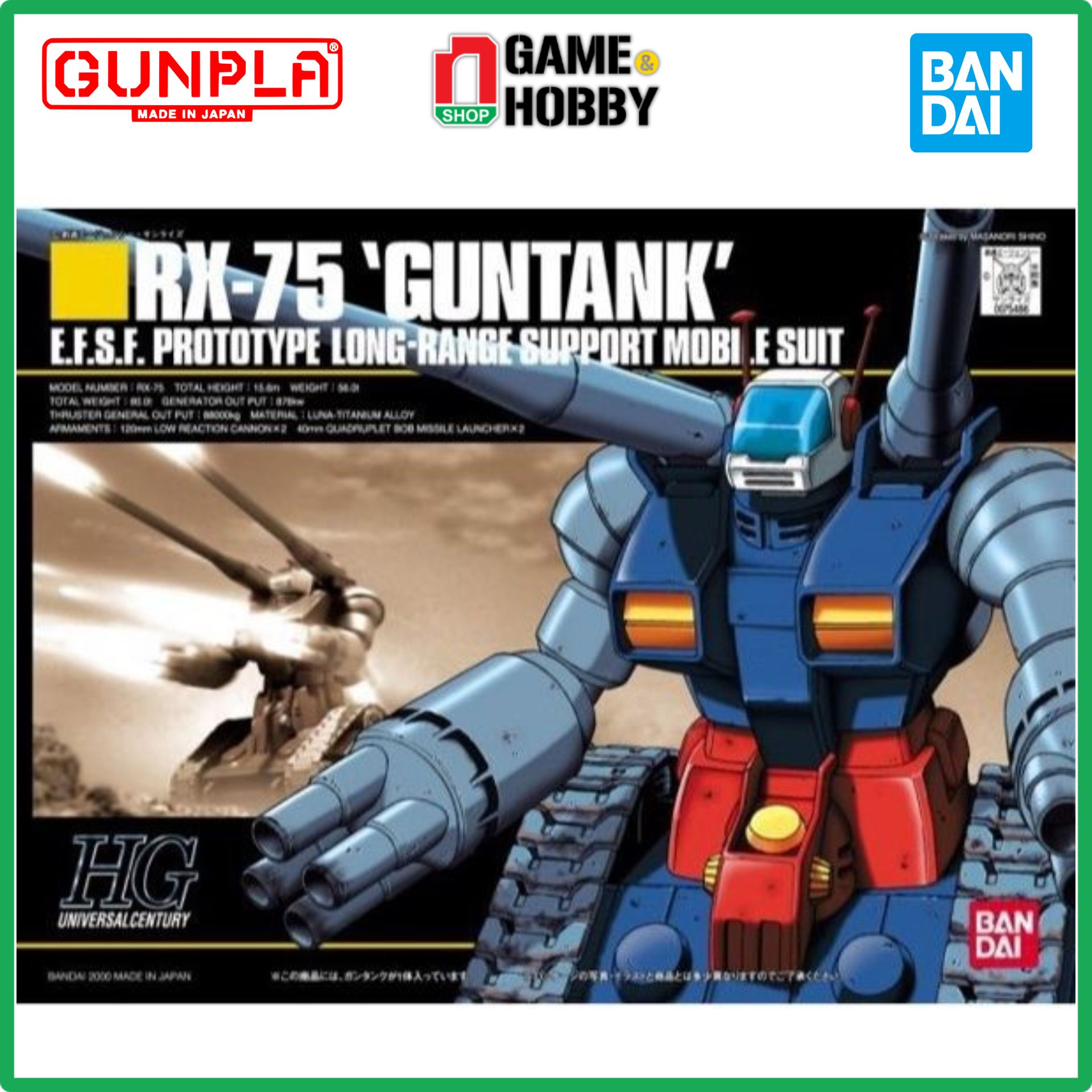 Mô Hình Lắp Ráp GUNTANK (HGUC - 1/144) (MÔ HÌNH GUNDAM) - Hàng Chính Hãng