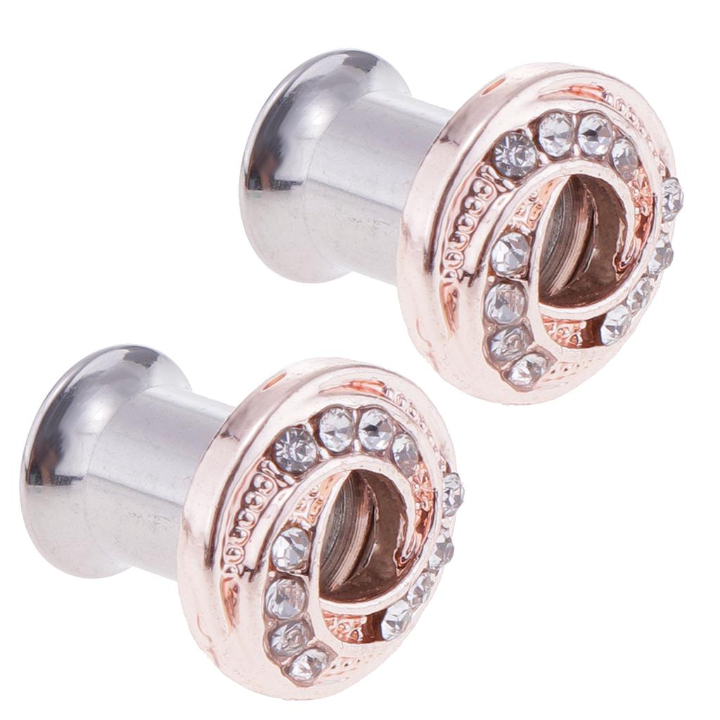 Stainless Piercing Round Ear Expanders Rose Gold Ear Piercing Jewelry  6mm