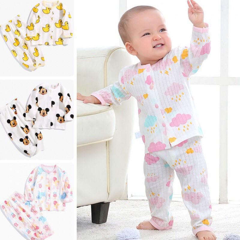 Quần áo trẻ em - SÉT 5 BỘ cotton giấy dài tay cho bé Yêu ( khuy Trước