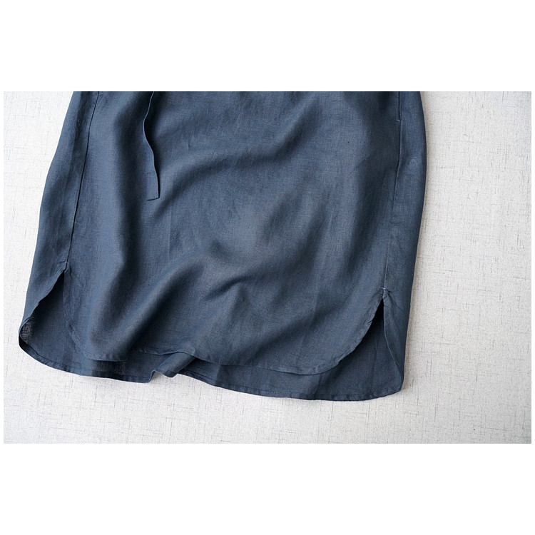 Đầm suông linen cổ sơ mi 2 túi ngực lượn đuôi tôm, chất vải linen tự nhiên mềm mại, thời trang phong cách trẻ