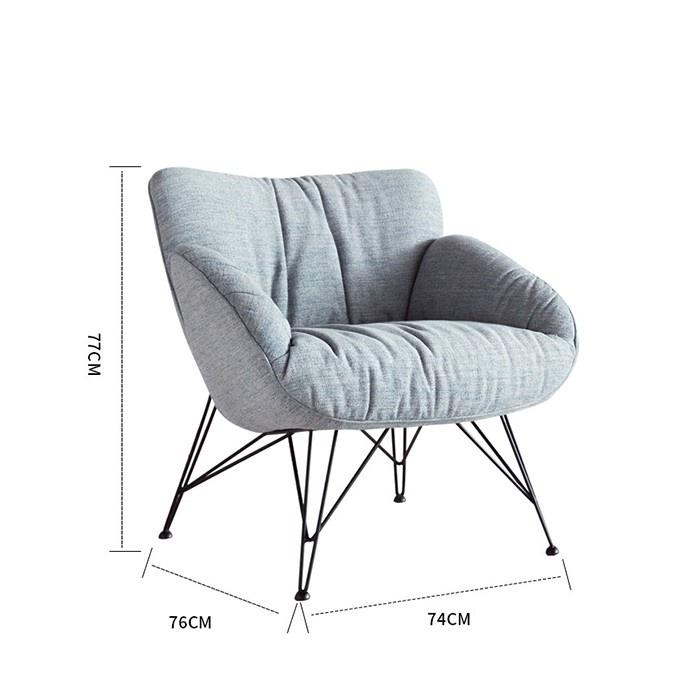 Ghế thư giãn nỉ êm ái cho đọc sách, Ghế sofa đơn chân kim loại hiện đại