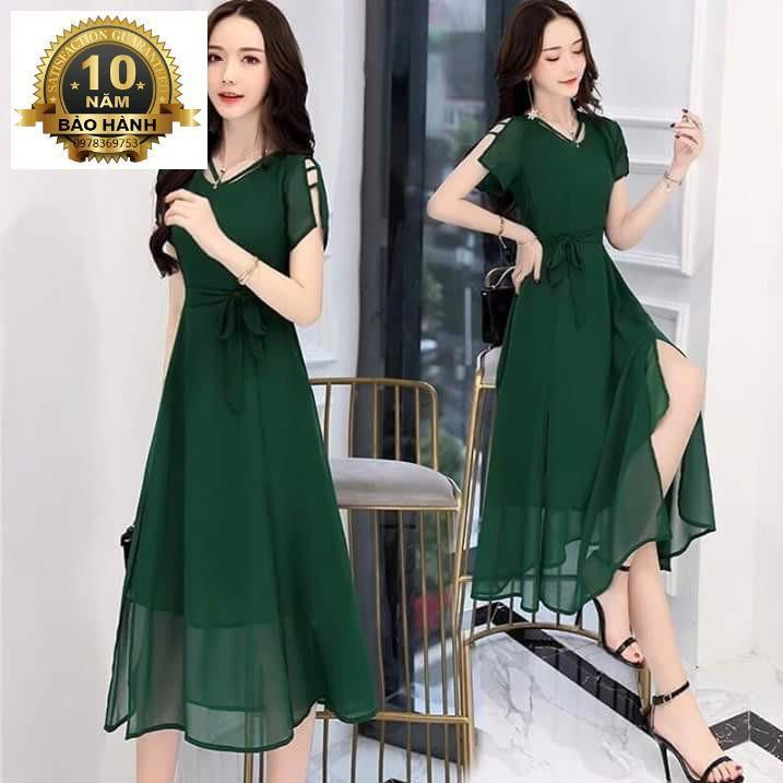 Đầm form dài voan chiffon xẻ đùi Misa Fashion MS307 đi chơi, dự tiệc - Có 3 màu