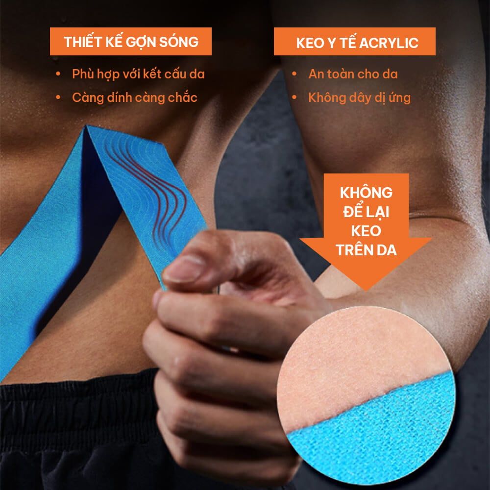 Băng dán cơ thể thao GOTAPE 5cm*5m, cuộn Pre-cut chất liệu Rayon cao cấp