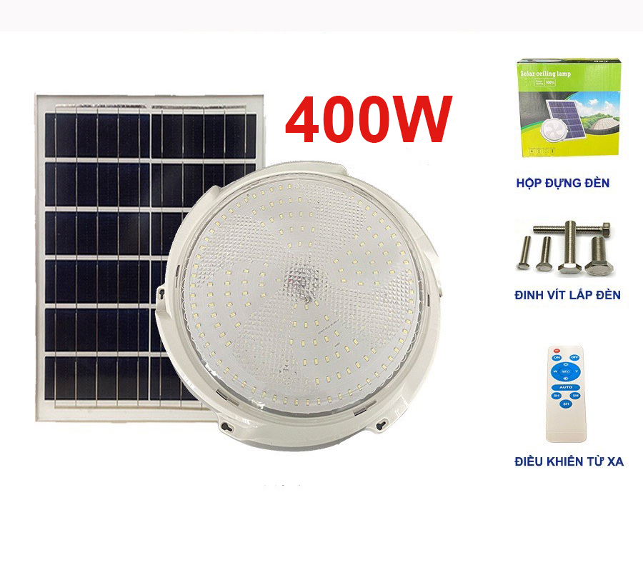 Đèn năng lượng mặt trời ốp trần 400W – Vỏ nhôm, Tấm pin NLMT rời, Ánh sáng trắng- 400WOT