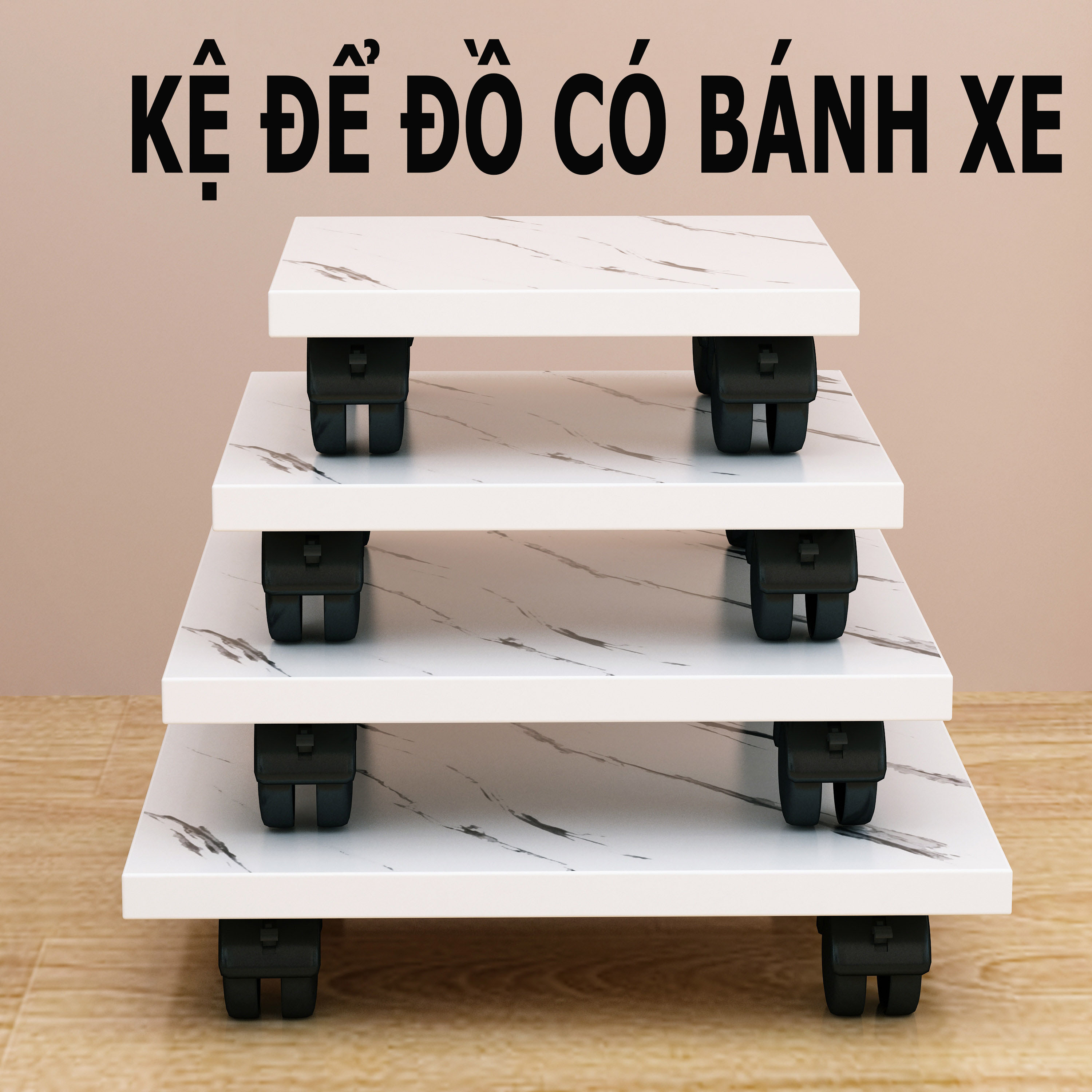 Khay Gỗ Để Chậu Hoa Có Bánh Xe; Đế Nâng Cây Cảnh Di Động; Giá Đỡ Kệ Để Đồ Đa Năng