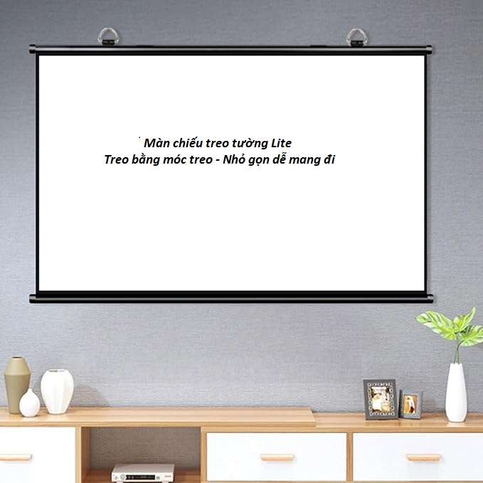 Màn chiếu treo tường Lite Tỉ lệ 16:9-  hiệu Apollo nhẹ gọn, dễ lắp đặt bằng móc treo. Kích thước 60 inch, 72 inch, 80 inch và 100 inch- Hàng nhập khẩu