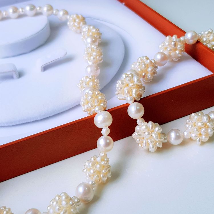 Bộ Trang Sức Ngọc Trai Nước Ngọt Thiên Nhiên Cao Cấp 2M - Chuỗi Đơn Kết Chùm Dâu - Trang Sức Cô Tấm - KAITY PEARL - CTJ3611 - Trắng