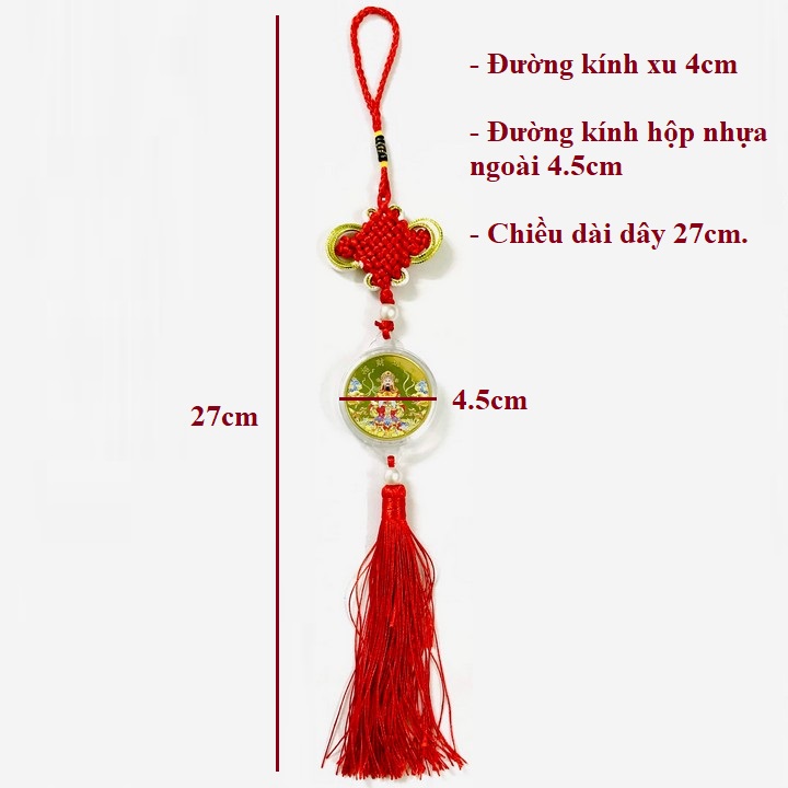 Dây treo xu Thần Tài in màu, dùng để treo trong nhà, trên xe oto, dây treo xu màu đỏ hoặc vàng, giao màu ngẫu nhiên, giúp mang lại may mắn, tài lộc, thịnh vượng - TMT Collection - SP005201