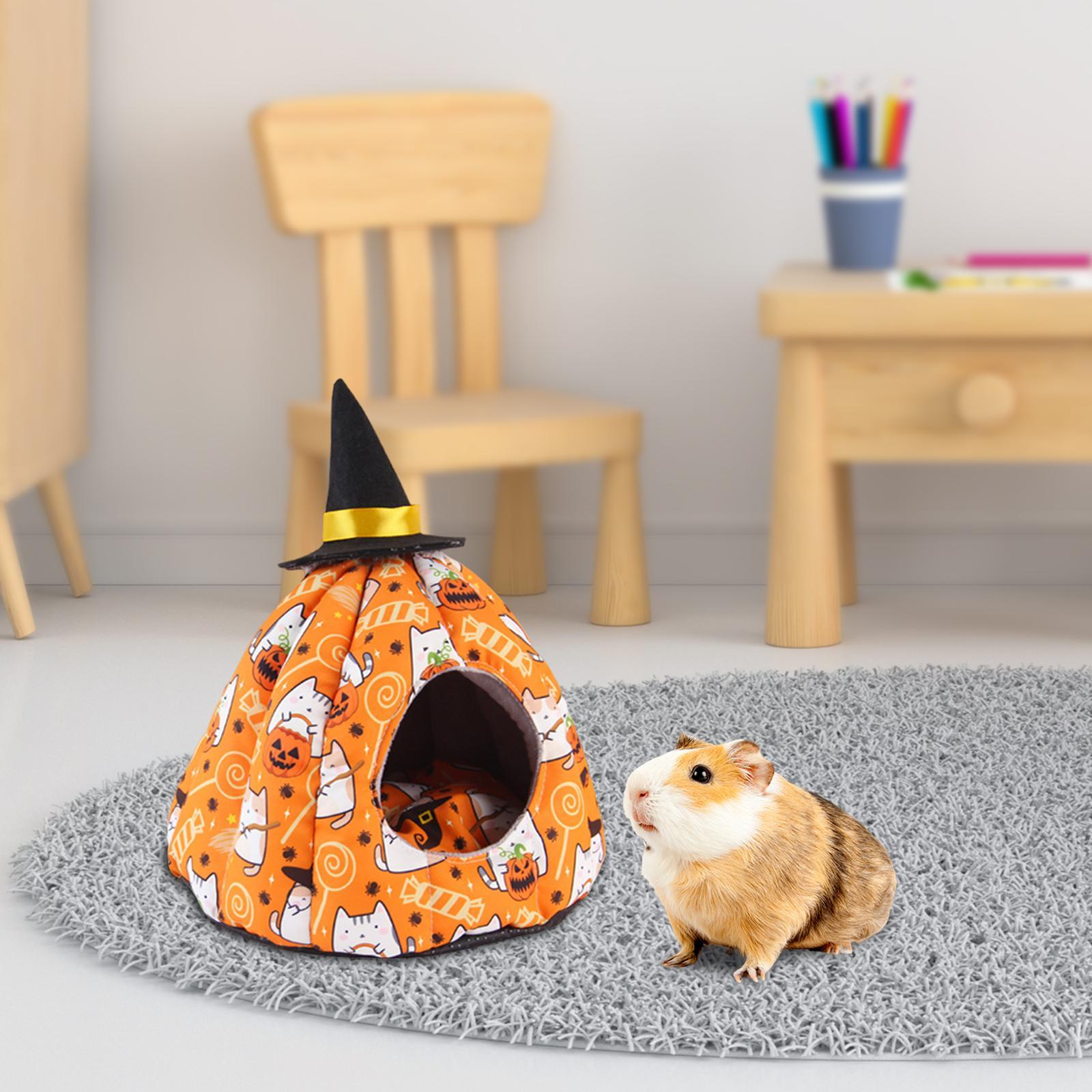Halloween Pumpkin Nest, Nest House, Pet Accessories, Soft Sleeping Bed, Tent Cage Warm Bed Cave Tent for Hamster Small Pet, Animals Bird Hedgehog