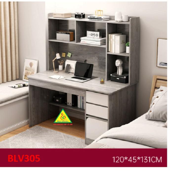 Bàn làm việc, bàn học liền kệ bằng gỗ MDF BLV305 - Nội thất lắp ráp Viendong Adv