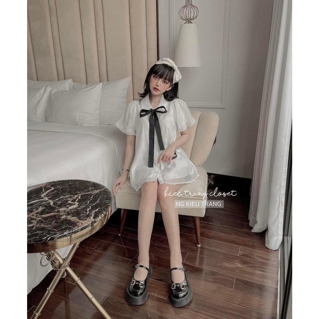 ÁO SƠ MI TƠ TAY BỒNG CỔ NƠ