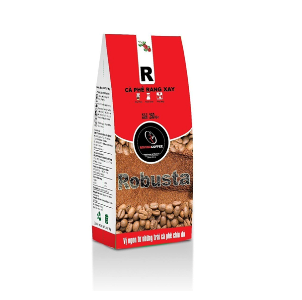 Cà Phê Robusta – Pha Phin – Gói 250gr Hương Vị Cân Bằng Mùi Thơm Nhẹ, Vị Êm Thương Hiệu Rovina Coffee